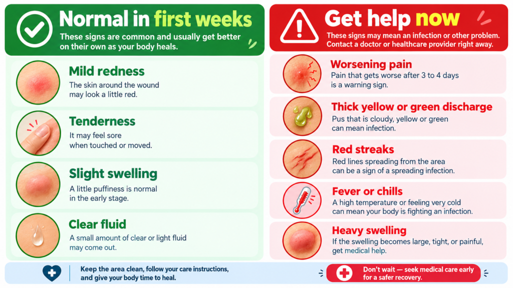 Fourchette piercing healing signs compared with infection warning signs that need a doctor