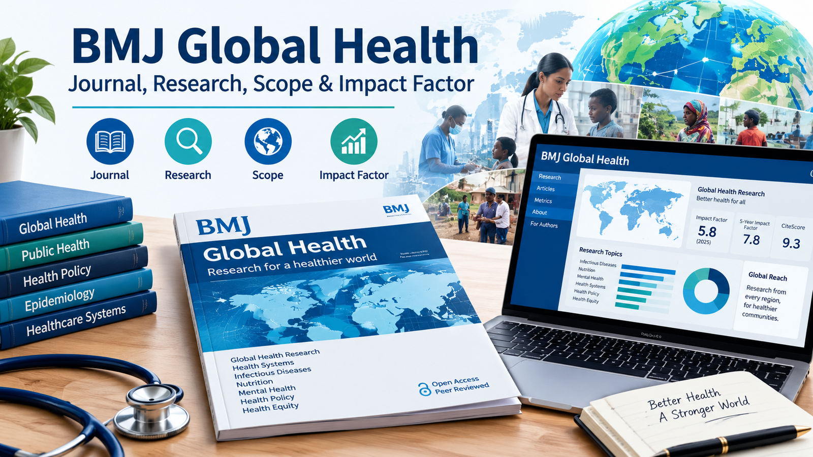 BMJ Global Health journal featuring global health research, scope, healthcare topics, and impact factor